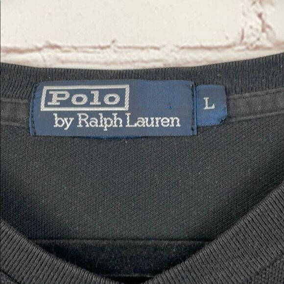 Polo by RL. Pony Logo V-Neck Tee shirt. Black.  L - Picture 5 of 7